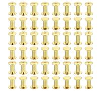 PATIKIL 50 Ensembles de Vis Chicago, Vis de Fixation Phillips M5x12mm en Laiton pour Rivets en Cuir, Connecteurs en Laiton pour Albums Photo, Dorés