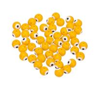 PATIKIL 50 Pcs 8mm Perles de l'Œil Maléfique Perles de Verre Jaune | Œil Mal Turc Charme Rond, Perles d'Espacement, Pendentif Connecteur pour Fabrication de Bracelets, pour Colliers