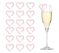 PATIKIL 50 Pcs Étiquettes À Boisson En Forme De Cœur, Charmes À Vin En Acrylique Réutilisables Pour Accessoires De Fête Mariage Anniversaire Et Événements, Rose