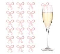 PATIKIL 50 Pcs Noeuds Pour Verres, Charme Pour Verre En Acrylique Reutilisable Marqueur De Boisson Pour Fete Mariage Anniversaire Et Accessoires D'Evenements, Rose Miroir