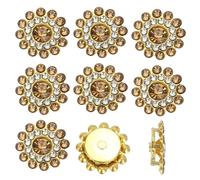 PATIKIL 50 Pcs Strass À Coudre, 14mm Fleur Strass En Verre Avec Décorations En Cristal Pour Vêtements Chaussures Ceinture DIY Décoration, Marron Clair