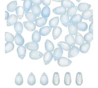 PATIKIL 50 Pièces Perles Forme Larme Verre Tchèque Bleu Clair 6x9mm | Perles Forme Larme Pluie Gonflées, Verre Transparentes à Trous Supérieurs Cristal