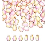 PATIKIL 50 Pièces Perles Forme Larme Verre Tchèque Dégradé Rouge Rose 6x9mm | Perles Verre Transparentes à Trous Supérieurs Cristal, Perles Forme Larme Pluie Gonflées