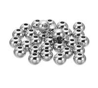 PATIKIL 50 Pièces Perles Lisses Rondes 8 mm OD 2,5 mm ID Colliers Argent | Perles Métalliques Sans Soudure pour la Fabrication de Bracelets, en Acier Inoxydable 304