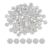PATIKIL 50 Pièces Perles Ronde avec Trou en Strass, 10mm Diamètre x 1.8mm Diamètre du Trou Boules en Cristal Brillantes avec Corde Élastique de 5m pour La Fabrication Bijoux, Fantaisie