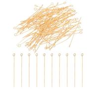PATIKIL 50mm Épingle à Oeil Aiguilles Environ 150Pcs 23 Jauge Épingles à Tête Métallique, Broches à Œil Ouvert pour la Fabrication de Bijoux, Boucles d'Oreilles, Colliers, Doré Clair