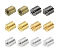 PATIKIL 50Pcs Câble Terminal Capuchons, 9.5mm Terminal Capuchon Tonneau Perles Kumihimo Terminal Capuchons Laiton pour Cuir Corde, Glandes, Bijoux Création 14mm Longueur Multicolore