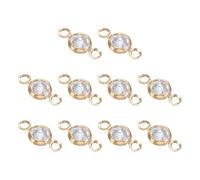PATIKIL 50Pcs Charme en Zircone, Mini Charme en Cristal de 4Mm pour Bracelet, Pendentif en Zircone Strass Connecteurs en Cristal avec 2 Boucles pour la Fabrication de Bijoux, Rond
