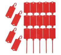 PATIKIL 50Pcs Étiquettes en Plastique Imperméables Vierges, Étiquettes d'Expédition, Réutilisables, Inscriptibles avec Attache Zippée pour Étiquetage de Bagage, Rouge 2.48 x 1.46 Pouce