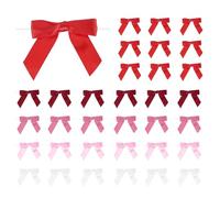 PATIKIL 50pcs Nœuds en Satin avec Attache, 3.5"/8.9cm Nœud Décoratif pour Bricolage DIY Cadeau Emballage Bouteille Décoration Ornement Mariage Noël Anniversaire Soirée Bal, Série Rouge