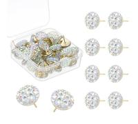 PATIKIL 50Pcs Punaise À Strass Diamant, 0.55'' Punaise Décorative Pailletée Strass Brillante pour Tableau Liège Panneau D'affichage Photo Mémo Suspensions Murales, Blanc