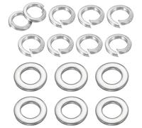 PATIKIL 50pcs Rondelles plates M10, 50pcs Rondelles frein M10 Acier inoxydable 304 Rondelles frein à fendre pour Vis Boulons Écrous, Ton argenté