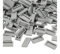 PATIKIL 555 Pcs Blocs Plats en Vrac, 1x2 Carre Tuiles Gris Clair Classiques Surface Lisse Mini Accessoires De Construction Briques Compatibles Kits pour Construire