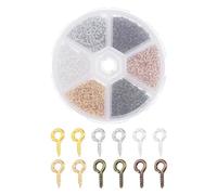 PATIKIL 5x10mm Piton à Visser Environ 600Pcs Crochet a Visser Crochets à Vis Filetés en Métal Mini Boucle pour la Fabrication de Bijoux Bouteilles de Liège Bricolage, Multicolore