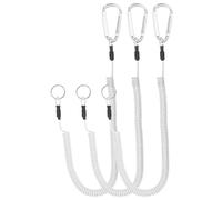 PATIKIL 6,5 ft Printemps Pêche Lanière, 3 Paquet Rétractable Enroulé Attache Spirale Bobine Porte-clés Cordon avec Métal Agrafe & Divise Anneau pour Pinces Bateaux Mouche Pêche, Blanc