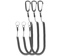 PATIKIL 6,5 ft Printemps Pêche Lanière, 3 Paquet Rétractable Enroulé Attache Spirale Bobine Porte-clés Cordon avec Métal Agrafe & Divise Anneau pour Pinces Bateaux Mouche Pêche, Noir