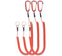 PATIKIL 6,5 ft Printemps Pêche Lanière, 3 Paquet Rétractable Enroulé Attache Spirale Bobine Porte-clés Cordon avec Métal Agrafe & Divise Anneau pour Pinces Bateaux Mouche Pêche, Rouge