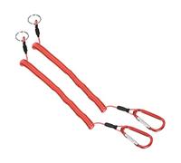 PATIKIL 6.6ft Pêche Outil Lanière 2Pcs Sécurité Cordon Spirale Lanière Attache Rétractable avec Métal Clip Porte-clé pour Bateaux Kayak Rouge