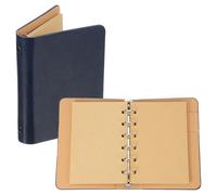 PATIKIL 6 Anneaux Couverture De Classeur, 1 Pack A7 Cuir Kraft Cahier Classeur Mini Rechargeable Feuilles Mobiles Agenda Personnel Avec 50 Feuilles De Papier, Bleu Foncé