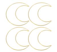 PATIKIL 6 Pouces Anneaux Attrape-Rêves Lune, 4 Pcs Cerceaux Métalliques Macramé Couronne Florale pour Maison Voiture Bricolage Artisanat Mariage Décoration Murale, Or