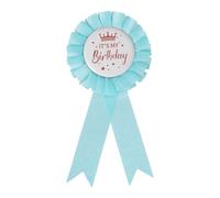 PATIKIL 6" x 3" Ruban D'Anniversaire Épingle, It's My Birthday Pin Badge En Tôle Et Tissu Broche Pour Décoration De Fête Accessoire De Célébration, Blanc/Bleu Clair