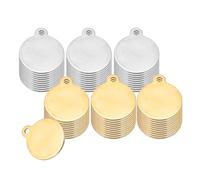PATIKIL 60 Pcs Étiquettes Métalliques Rondes 1/2 Pouce, Étiquettes Vierges En Acier Inoxydable Ton Argenté Ton Doré Avec Trou Pour Étiquetage Métallique, Fabrication De Bijoux, Gravure