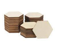 PATIKIL 60mm Pièces en Bois, Lot de 50 Formes Hexagonales Non Finies en Bois Découpées en Blanc, Ornements en Bois Naturel Pour Projets Artisanaux de Noël