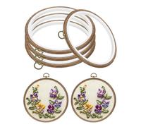 PATIKIL 6inch Cerceau À Broder, 4pcs Cerceau À Point De Croix En Caoutchouc Imitation Bois Cercle Cadre Anneau Pour Artisanat De Broderie Couture Ornements Décoration Murale