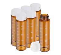 PATIKIL 6pcs 50ml Petits Flacons en Verre Brun Avec Bouchon à Vis Blanc | Bouteilles d'Échantillon Graduées en Verre Borosilicaté, pour le Stockage de Solides Liquides et Poudres