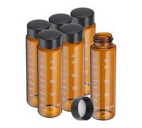 PATIKIL 6pcs 50ml Petits Flacons en Verre Brun Avec Bouchon à Vis Noir | Bouteilles d'Échantillons Graduées en Verre Borosilicaté, pour le Stockage de Solides Liquides et Poudres