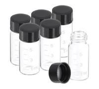 PATIKIL 6pcs 5ml Petits Flacons en Verre Clair Avec Bouchon à Vis Noir | Boîteilles d'Échantillon Graduées en Verre Borosilicaté pour le Stockage de Solides, Liquides et Poudres