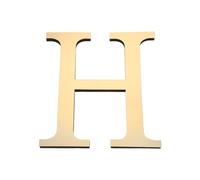 PATIKIL 7.87 Pouces 3D Acrylique Alphabet Miroir Autocollants Murale Lettre H Autoadhésif Décoration Maison Lettre Signe Art Autocollant Décalcomanie pour DIY Décoration Maison Or Clair