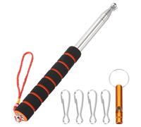 PATIKIL 8.2ft Mât Drapeau Télescopique, Mât Drapeau Portable Rétractable en Acier Inoxydable avec Pinces, Sifflet Et Sangle pour Guide Touristique Enseignement Festival, Orange Noir