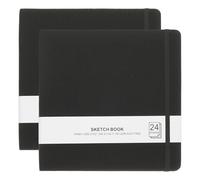 PATIKIL 8.3x8.3 Carnet D'Aquarelle, 2Pcs 24 Feuilles 300GSM/203lb Papier D'Aquarelle Carnets Sans Acide Journal D'Aquarelle Couverture Rigide Blocs D'Artiste Pour Peinture, Noir