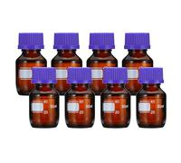 PATIKIL 8 Paquet Réactif Médias Stockage Bouteilles, 50 ml Borosilicate Verre Diplômé Rond Bouteilles avec GL32 Bleu Vis Bouchon pour Labo Eau Réactif Liquides, Marron