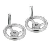 PATIKIL 80mm/3.15 Pouce Diamètre Rotatif Roue Main, 2 Paquet Fonte Chrome Plaqué avec Poignée pour Plusieurs Types de Fraisage Machines et Tours, Argenté