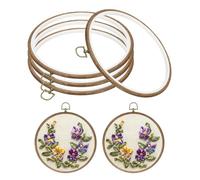 PATIKIL 8inch Cerceau À Broder, 4pcs Cerceau À Point De Croix En Caoutchouc Imitation Bois Cercle Cadre Anneau Pour Artisanat De Broderie Couture Ornements Décoration Murale