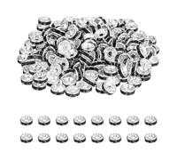 PATIKIL 8mm Rondelle Spacer Bead, 200 Pcs Crystal Rhinestone Loose Bead Spacers Pour Jewelry Making, DIY Bracelets, Necklace, Silver/Black
