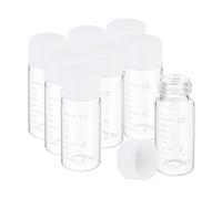 PATIKIL 8Pcs 10ml Petits Flacons en Verre Transparent en Verre Borosilicaté | avec Bouchon à Vis Blanc, Bouteilles d'Échantillons Graduées, pour le Stockage de Solides, Liquides, et Poudres