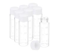 PATIKIL 8Pcs 15ml Petits Flacons en Verre Clair avec Bouchon à Vis Blanc | Bouteilles d'Échantillon Graduées en Verre Borosilicaté, pour le Stockage de Solides Liquides et Poudres