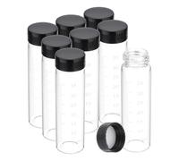 PATIKIL 8Pcs 40ml Petits Flacons en Verre Transparent en Verre Borosilicaté | avec Bouchon à Vis Noir, Bouteilles d'Échantillons Graduées, pour le Stockage de Solides, Liquides, et Poudres