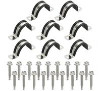 PATIKIL 8Pcs Colliers De Serrage 1-1/2 Pouce Colliers De Conduit 38mm | 304 Acier Inoxydable, Coussin En Caoutchouc, Support En U, Attache De Tube, Pinces A Fil Avec Vis Pour Installation