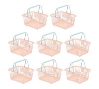 PATIKIL 8PCS Petit Panier En Plastique, Mini Panier De Rangement Petits Paniers De Courses Avec Poignée Organisateur Eau Filtrée Pour Organiser Jouets Fruits Légumes Snacks, Rose