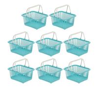 PATIKIL 8PCS Petit Panier En Plastique, Mini Panier De Rangement Petits Paniers De Courses Avec Poignée Organisateur Eau Filtrée Pour Organiser Jouets Fruits Légumes Snacks, Cyan