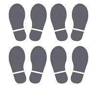 PATIKIL 9.8x3.7 Empreintes Plancher Autocollants, 4 Paires PVC Chaussures Empreinte Plancher Paroi Escaliers Décalcomanie Autocollant pour Maison Classe Décoration, Foncé Gris