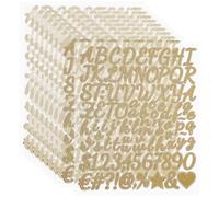 PATIKIL 960Pcs Autocollants Lettres Pailletées 1", 10 Feuilles Autocollants Chiffres Pailletés Vinyle Autoadhésifs Alphabet Chiffres Décalcomanies Imperméables pour Décoration, Or