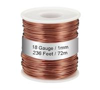 PATIKIL 99,9% Doux Cuivre Fil, 18 Calibre/1mm Diamètre 236 Pieds/72m 1.1 Livre Bobine Pure Cuivre Fil pour Bijoux Fabrication Perles Jardin Plantes