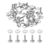 PATIKIL 9x3.3x14mm Rivets Et Rondelles En Cuir, 100 Ensembles Rivets Et Rondelles En Aluminium Attaches Métalliques Pour Travail Du Cuir, Ceintures, Portefeuilles, Colliers, Bricolage