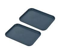 PATIKIL 9x7 Rapide Alimentation Plateau, 2 Paquet PP Plastique Réutilisable Multi-Usage Antidérapant Rectangle Service Plateau pour Cafétéria Restaurant Maison Cuisine, Foncé Bleu