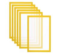 PATIKIL A4 Cadre Photo Magnétique, 6 Pcs Support de Panneau Magnétique, Cadre D'Affichage Magnétique Auto-Adhésif Réutilisable Double Face Givré pour Illustration de Photo Murale Jaune